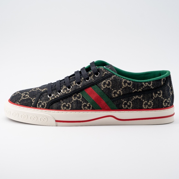 size 13G - Gucci Tennis Black Denim Sneakers GG print main image 9
